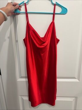 Sans Souci Red Satin Cowl Mini Dress